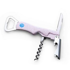 Two-Step Corkscrew Wine Opener with Built-In Foil Cutter and Bottle Opener