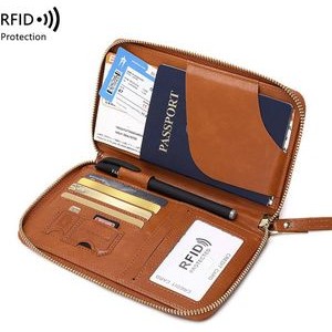 Passport Case Long Passport Holder Airline Ticket Organizer ID Bag Multi-functional Travel Zipper Pa