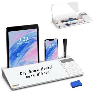 Desktop Whiteboard with Calculator , Desk Dry Erase Board Computer Pad Keyboard Stand Organizer