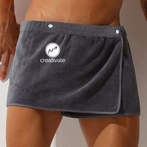 Sexy Sleep Bottoms Microfiber Pajamas Men Nightwear Short towel Pants Side Split
