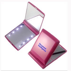 Folding Portable Pocket Mirror 8 Led Lights Cosmetic Makeup Mirror