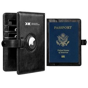 Faux Vegan Leather Travel Passport Wallet with Airtag Holder,RFID Passport Vaccine Card Holder ,