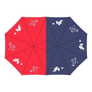 Couple Umbrella Long handle customized logo Parent Child Umbrella Wind, rain, and sun protection