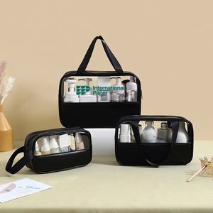 3 Pcs Clear Cosmetics Bag, Waterproof Travel Patchwork Makeup Bag, Toiletries Bag with Carrying Hand