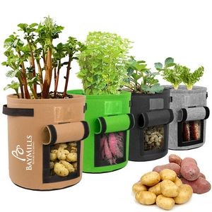 7 Gallon Garden Vegetables Planter Bags with Handles Harvest Window and Plant Label Pocket