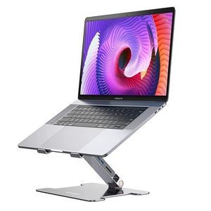 Aluminum Laptop Riser with Extra Power Supply 2 USB A Hub SD Card Compatible with 10-17" Laptop