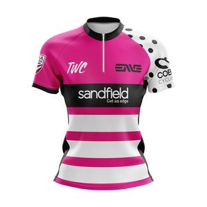 Fully Sublimated Women's 1/4 Zip Short Sleeve Cycling Jersey