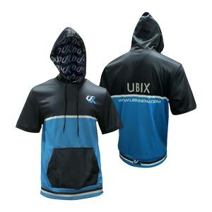 Men's Short Sleeve Smooth Polyester Hoodie with Fleece Backing