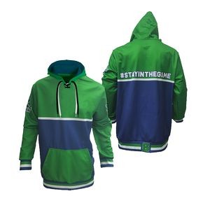Men's Lace-Up Smooth Polyester Hoodie with Fleece Backing