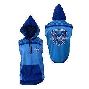 Men's Smooth Polyester Sleeveless Hoodie with Fleece Backing