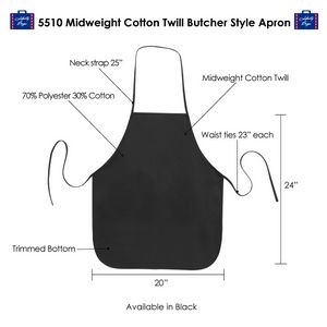 Midweight Cotton Twill Butcher Style Apron