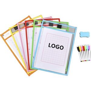 Dry Erase Ticket Holder File Pouch W/hole and elastic marker