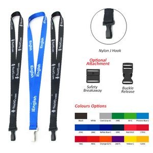 3/4" Screen Printed Polyester Lanyard With Plastic J Hook