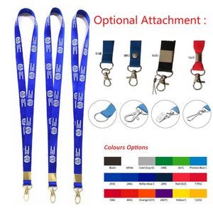 3/4" Polyester Lanyard With Metal Crimp & Oval Hook