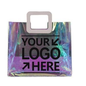 Holographic Clear Jelly Tote Bag,Rainbow Tote Bag for Work, Sports, Games, Sporting Event