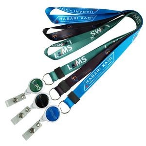 3/4" Dye Sublimation Polyester Lanyard with Badge Reel