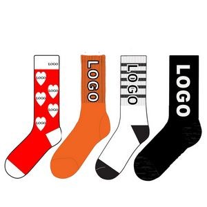 Low MOQ Custom One Size Cotton Crew Socks
