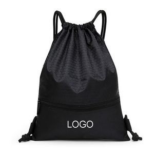 420D Polyester Gym Drawstring Bag w/Small Pouch