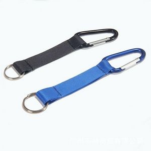 Carabiner Key Chain with Polyester Strap and Split Key Ring Comes with Web Strap and Circular Ring