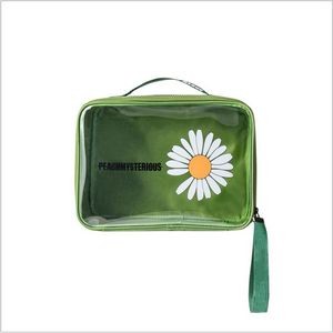 Waterproof Transparent PVC Light Weight Big Capacity Daisy Makeup Pouch Cosmetic Bag