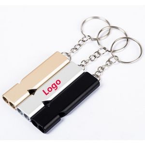 Double tubes emergency survival whistle with keychain