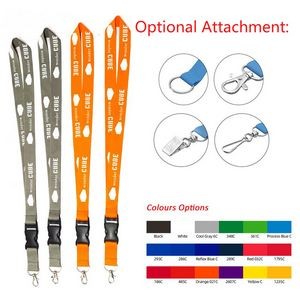 3/4"Screen Print LANYARD W/ LOBSTER CLAW AND BUCKLE RELEASE