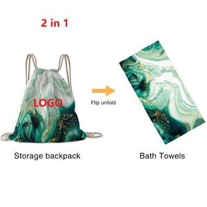 2 IN 1 Bath Towel/Drawstring Backpack