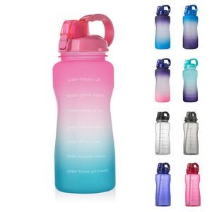 Large Half Gallon/73oz Motivational Water Bottle with Time Marker & Straw,Leakproof Tritan BPA Free