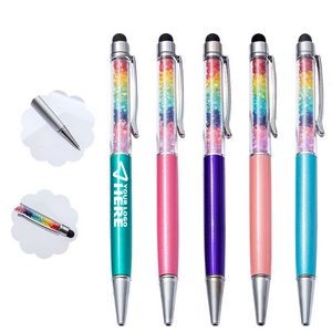 Rainbow Ballpoint Pens with Top Rhinestone And Stylus