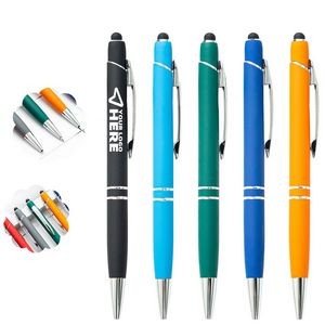 Rubberized Soft Touch Ballpoint Pen with Stylus Tip