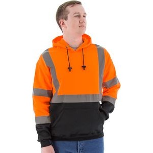 High Visibility Orange Hooded Pullover Sweatshirt, ANSI 3, Type R