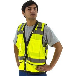 High Visibility Yellow Heavy Duty Surveyor's Safety Vest, ANSI 2, Type R