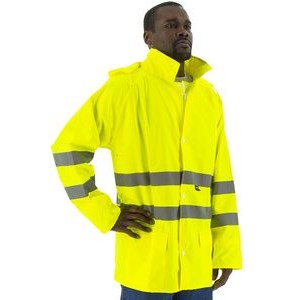 High Visibility Yellow Waterproof Rain Jacket, ANSI 3, Type R