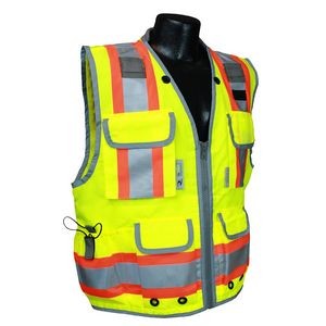 SV55-2 ANSI Class 2 Heavy Woven Two Tone Engineer Yellow Safety Vest