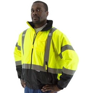 High Visibility Yellow Waterproof Jacket with Removable Fleece Liner, ANSI 3, Type R