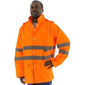 High Visibility Orange Waterproof Rain Jacket, ANSI 3, Type R