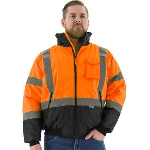 High Visibility Orange Waterproof Jacket with Fixed Quilted Liner, ANSI 3, Type R