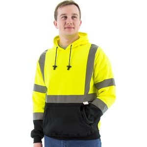 High Visibility Yellow Hooded Pullover Sweatshirt, ANSI 3, Type R