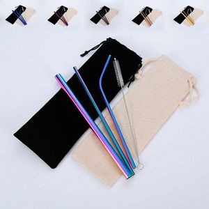 Reusable Rustproof Colorful Metal Drinking Straws With Case