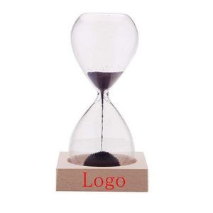 Magnetic Hourglass Custom Sand Timer With Wood Base