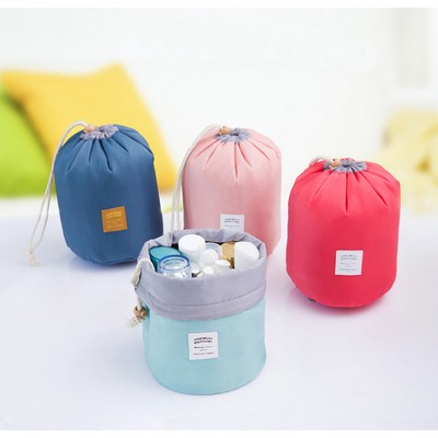 Travel Waterproof Cylinder Big Cosmetic Bag Drawstring Bag