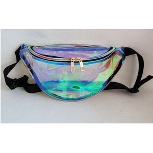 Clear Neon Vinyl Hologram Fanny Pack Belt Waist Bum Bag Laser Travel Beach Purse