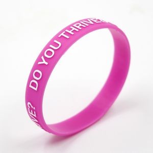 Custom Debossed or Embossed with Color Filled Silicone Wristbands Bracelets- 1/2" Wide