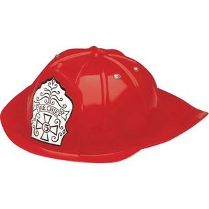 Child Plastic Fireman's Hat w/ 1 Color Custom Label on Side Of Hat
