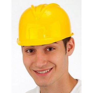 Adjustable Plastic Construction Helmet w/Label
