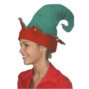 Red and Green Felt Elf Hat