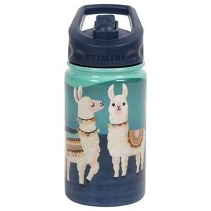 12oz Llama Print Kids Bottle with Straw Lid