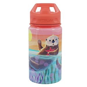 12oz Sea Otter Print Kids Bottle with Straw Lid
