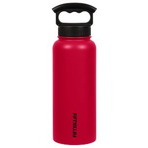 34oz Cherry Red Bottle with 3-Finger Grip Lid