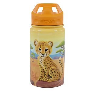 12oz Cheetah Print Kids Bottle with Straw Lid